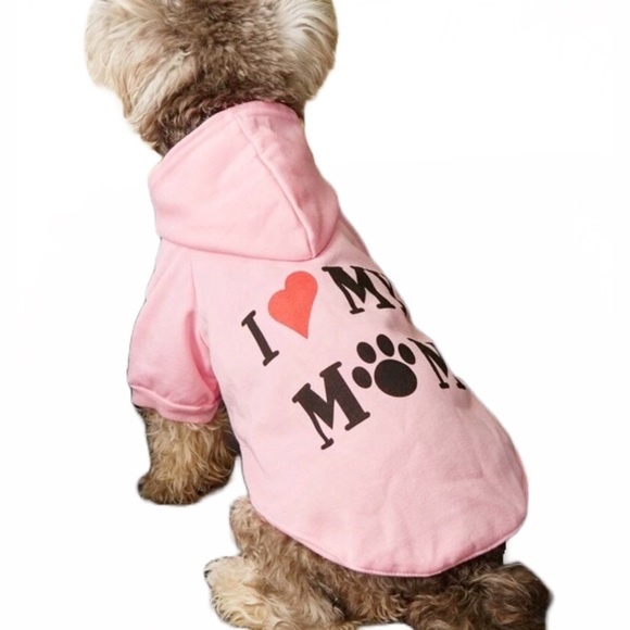 Other - 🆕 “I Love My Mom” Letter Graphic Pink Pet Hoodie